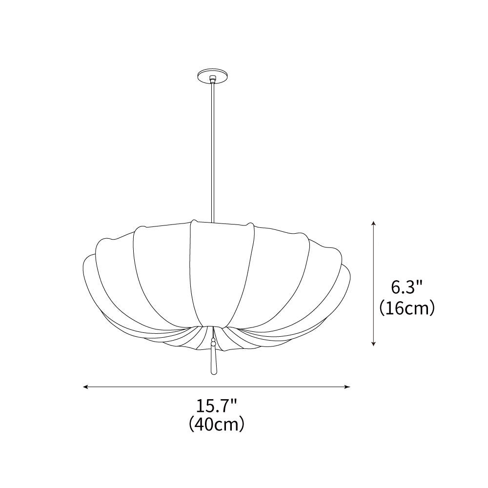 Pendant Light Fabric 15.7 in 6.3 in White Living Room Bedroom Dining Area Hanging Ceiling Lamp | Thomler