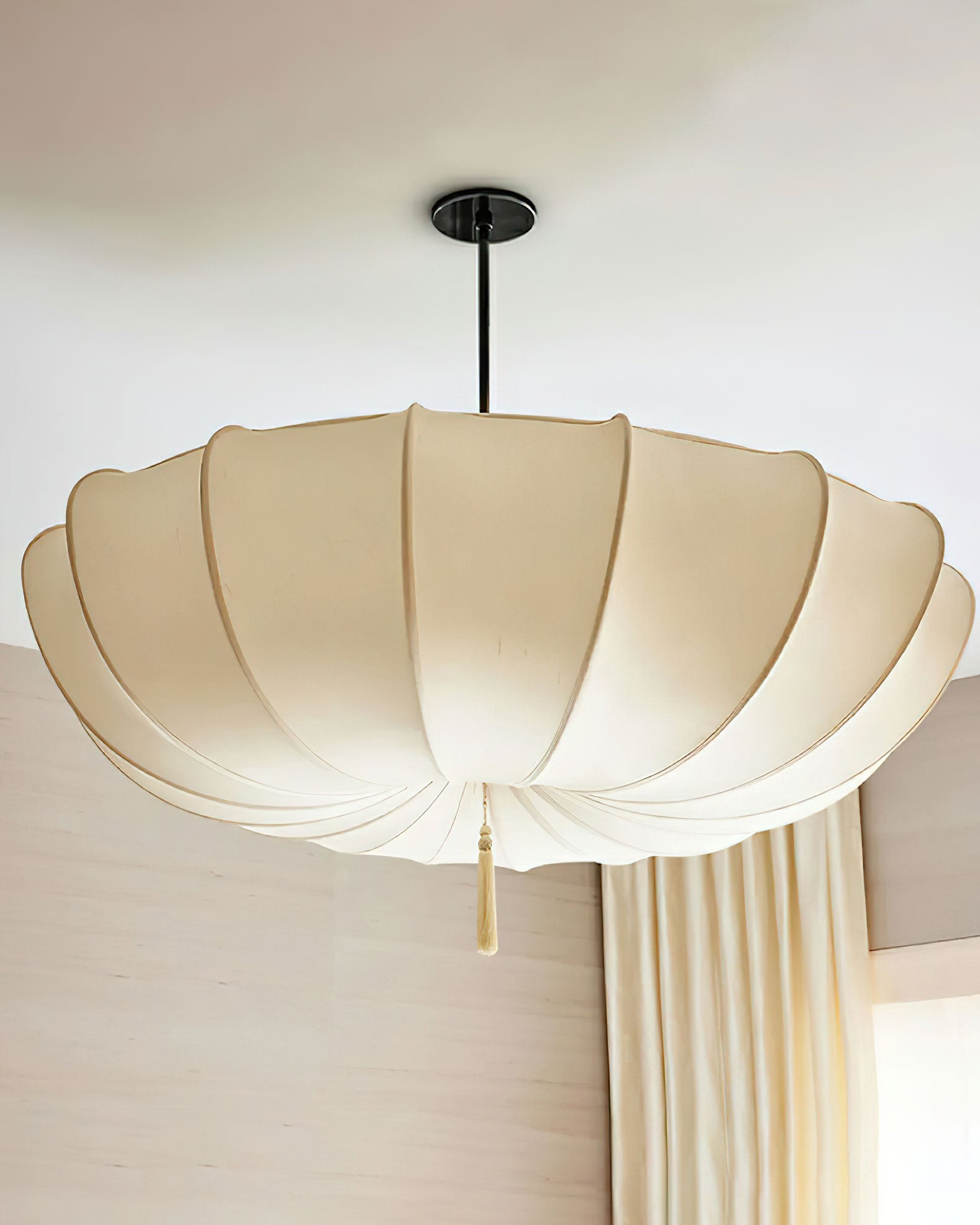Pendant Light Fabric 15.7 in 6.3 in White Living Room Bedroom Dining Area Hanging Ceiling Lamp | Thomler