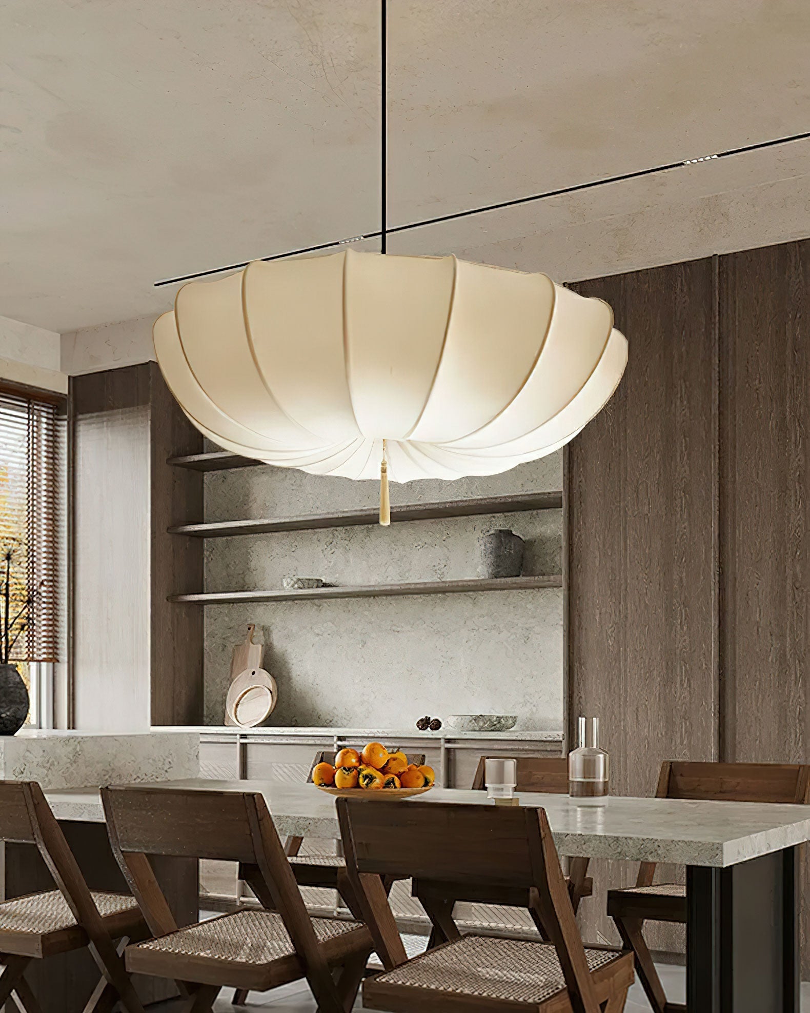 Pendant Light Fabric 15.7 in 6.3 in White Living Room Bedroom Dining Area Hanging Ceiling Lamp | Thomler