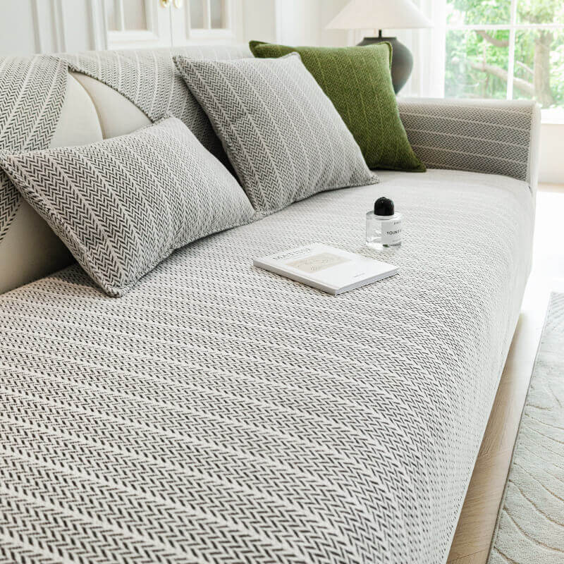 Textured Herringbone Furniture Throw for Sofa Chair Armrest Protection Plush Anti-Slip Sectional Cover for Living Room Bedroom Pet-Friendly | Thomler