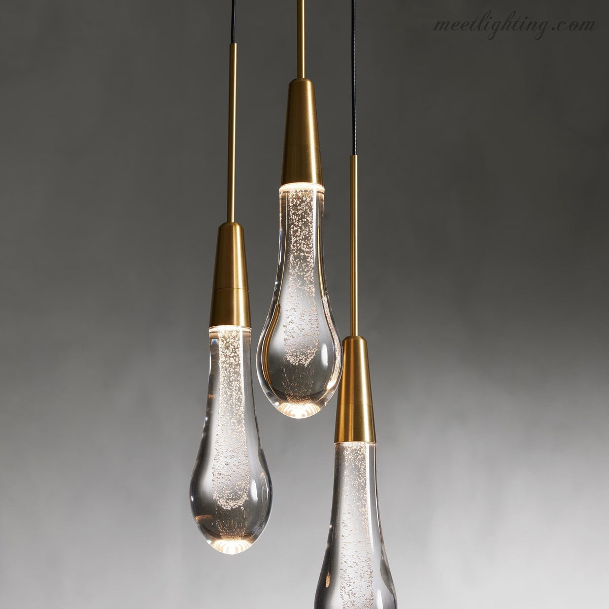 Seeded Glass Teardrop Pendant Light Dimmable LED for Kitchen Island Dining Room Entryway Adjustable Cord Vaulted Ceiling Compatible | Thomler