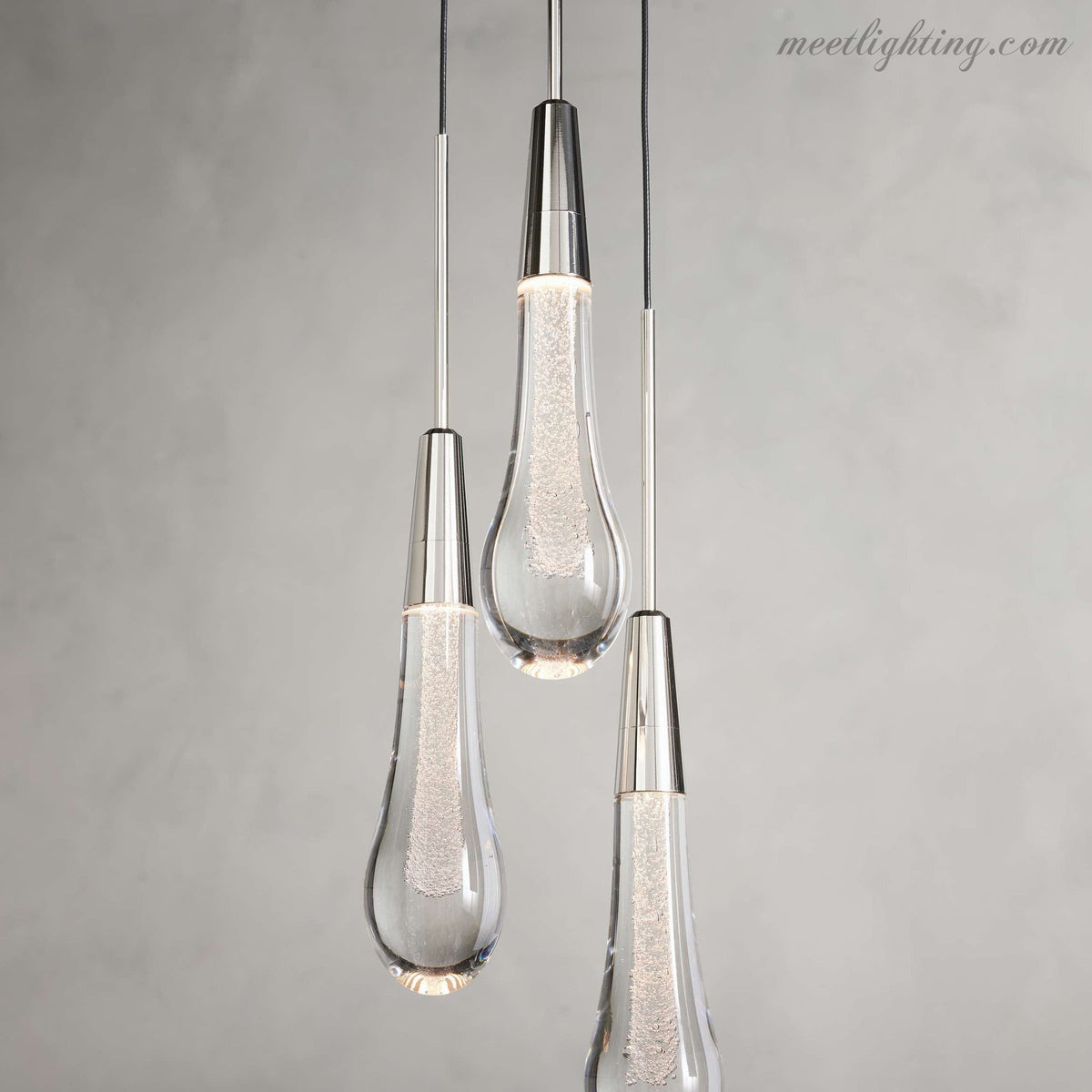 Seeded Glass Teardrop Pendant Light Dimmable LED for Kitchen Island Dining Room Entryway Adjustable Cord Vaulted Ceiling Compatible | Thomler