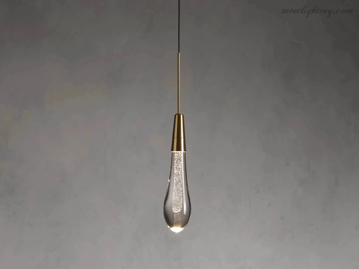 Seeded Glass Teardrop Pendant Light Dimmable LED for Kitchen Island Dining Room Entryway Adjustable Cord Vaulted Ceiling Compatible | Thomler