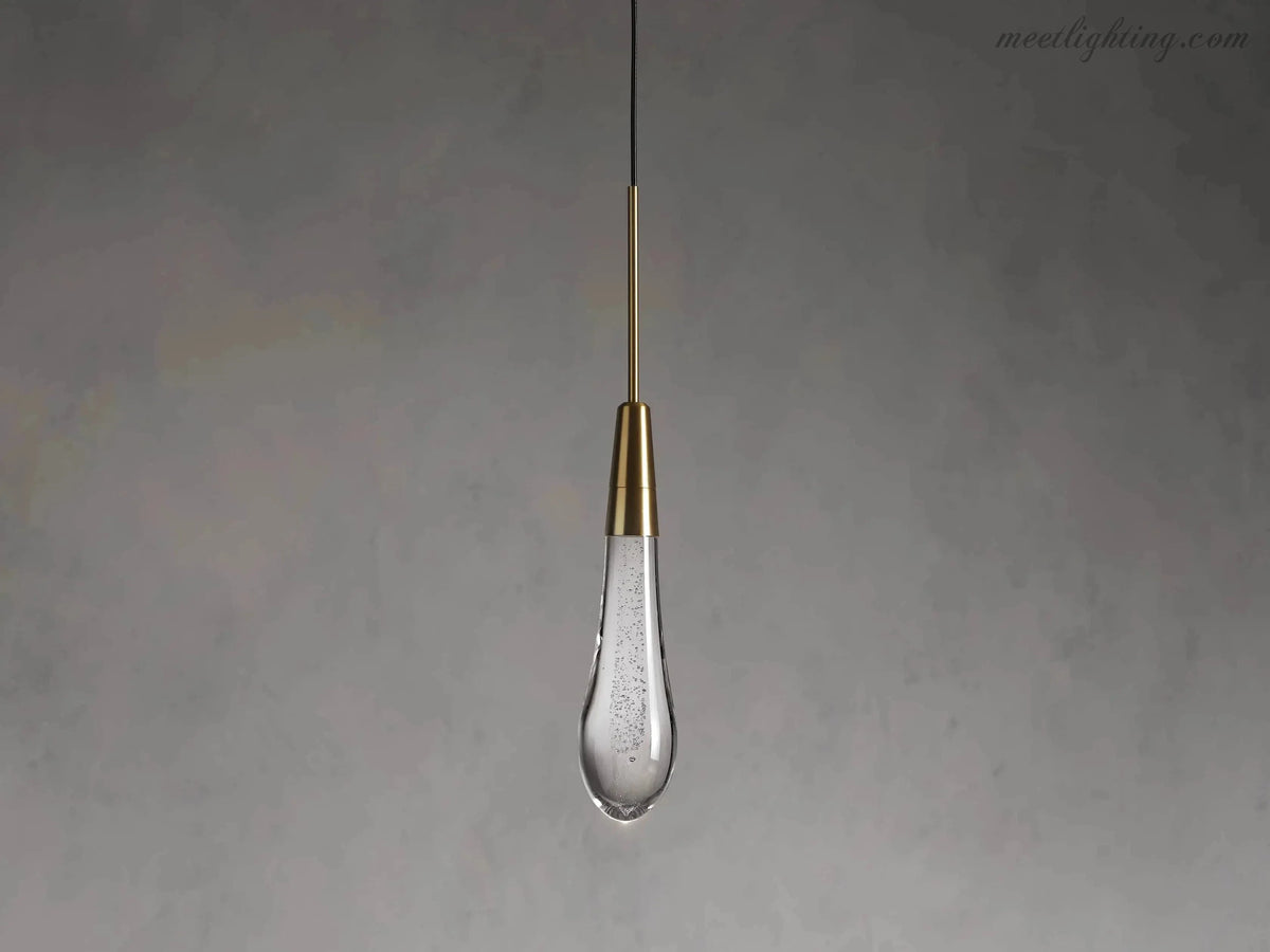 Seeded Glass Teardrop Pendant Light Dimmable LED for Kitchen Island Dining Room Entryway Adjustable Cord Vaulted Ceiling Compatible | Thomler