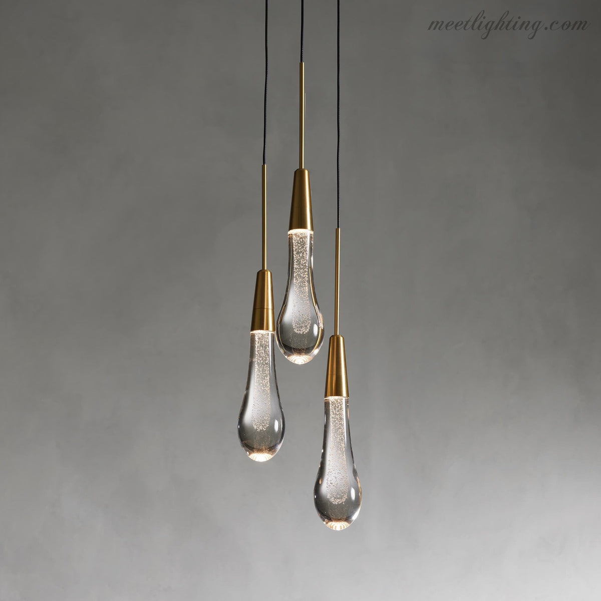 Seeded Glass Teardrop Pendant Light Dimmable LED for Kitchen Island Dining Room Entryway Adjustable Cord Vaulted Ceiling Compatible | Thomler