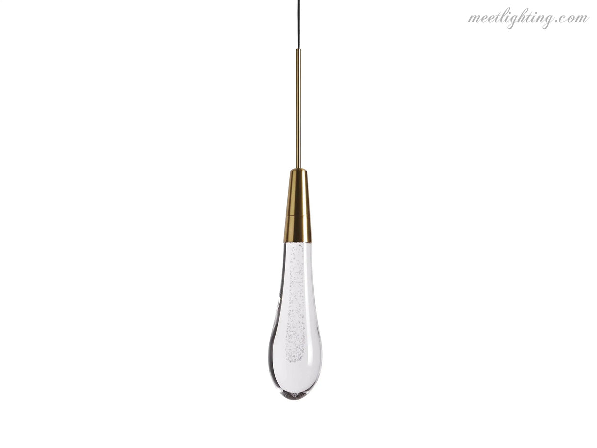 Seeded Glass Teardrop Pendant Light Dimmable LED for Kitchen Island Dining Room Entryway Adjustable Cord Vaulted Ceiling Compatible | Thomler