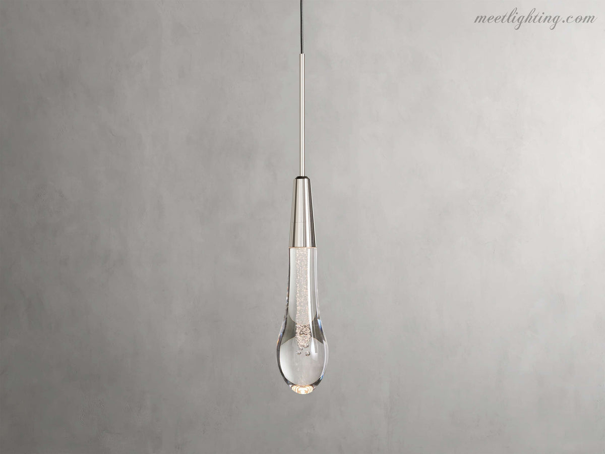 Seeded Glass Teardrop Pendant Light Dimmable LED for Kitchen Island Dining Room Entryway Adjustable Cord Vaulted Ceiling Compatible | Thomler