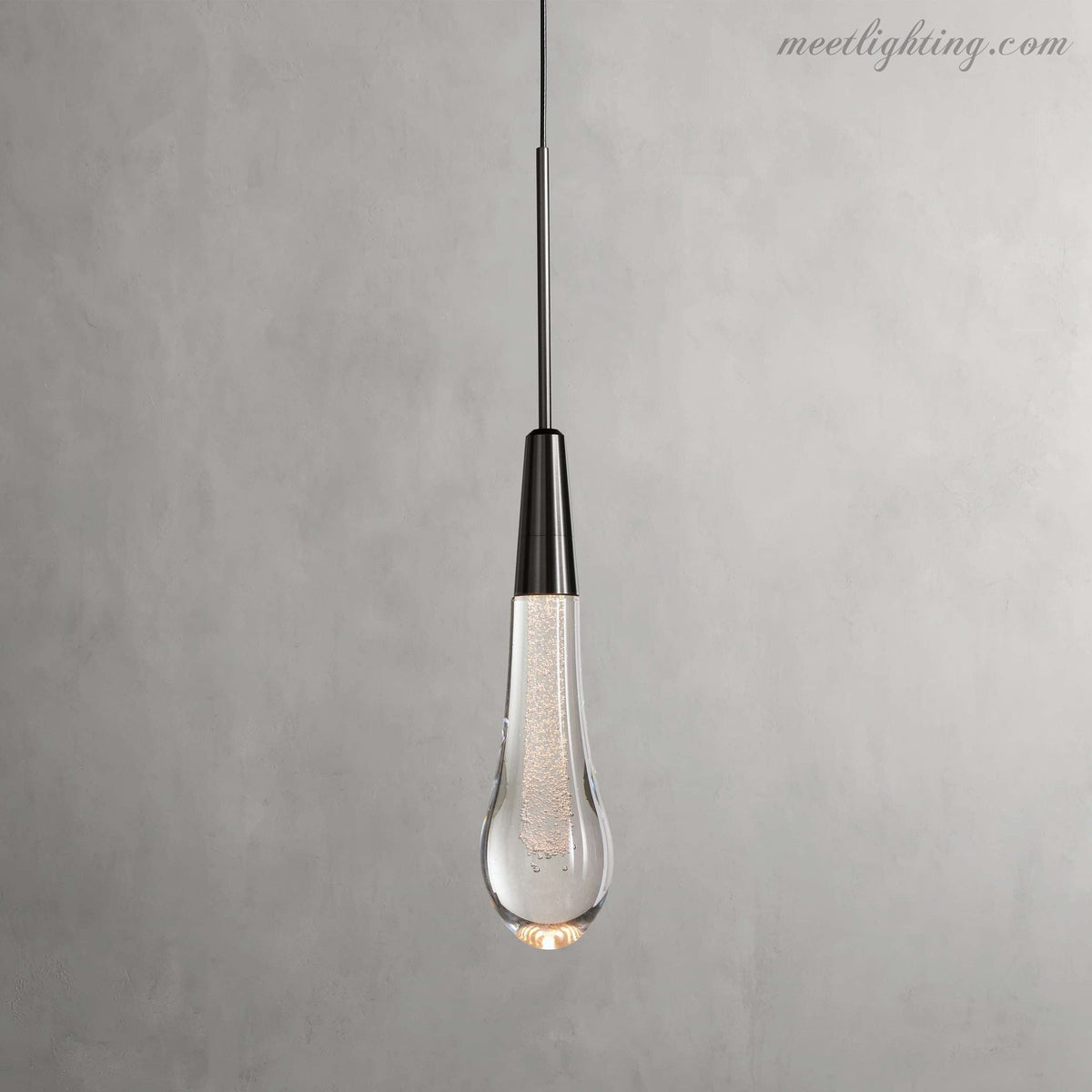 Seeded Glass Teardrop Pendant Light Dimmable LED for Kitchen Island Dining Room Entryway Adjustable Cord Vaulted Ceiling Compatible | Thomler