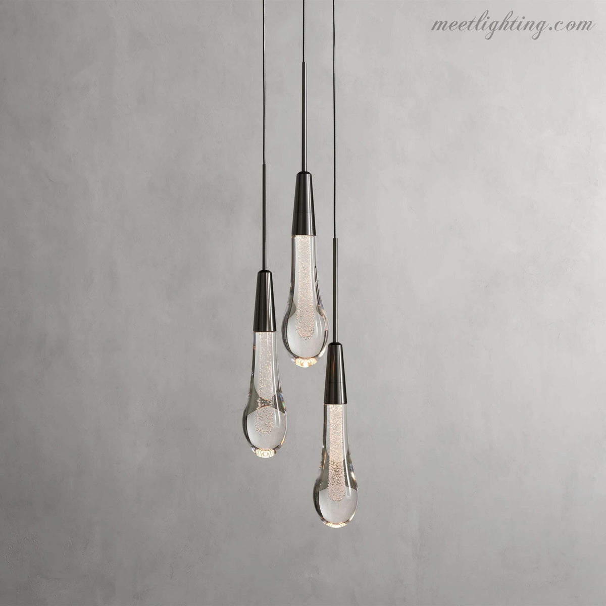 Seeded Glass Teardrop Pendant Light Dimmable LED for Kitchen Island Dining Room Entryway Adjustable Cord Vaulted Ceiling Compatible | Thomler