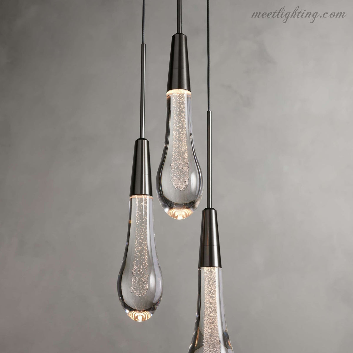 Seeded Glass Teardrop Pendant Light Dimmable LED for Kitchen Island Dining Room Entryway Adjustable Cord Vaulted Ceiling Compatible | Thomler
