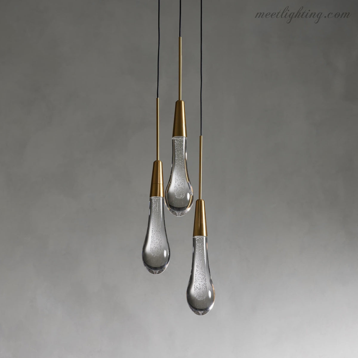 Seeded Glass Teardrop Pendant Light Dimmable LED for Kitchen Island Dining Room Entryway Adjustable Cord Vaulted Ceiling Compatible | Thomler