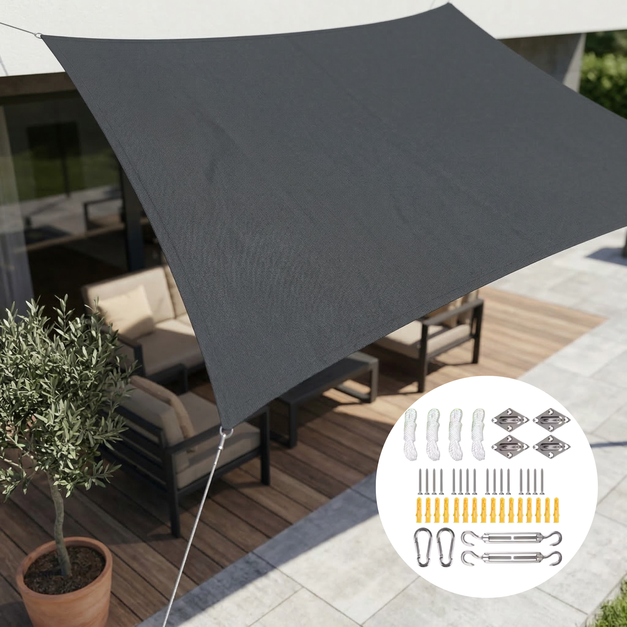 Waterproof Rectangular Shade Sail UV Protection Outdoor Canopy for Patio Deck Pool Garden Balcony Sun Shelter Heavy-Duty Polyester | Thomler