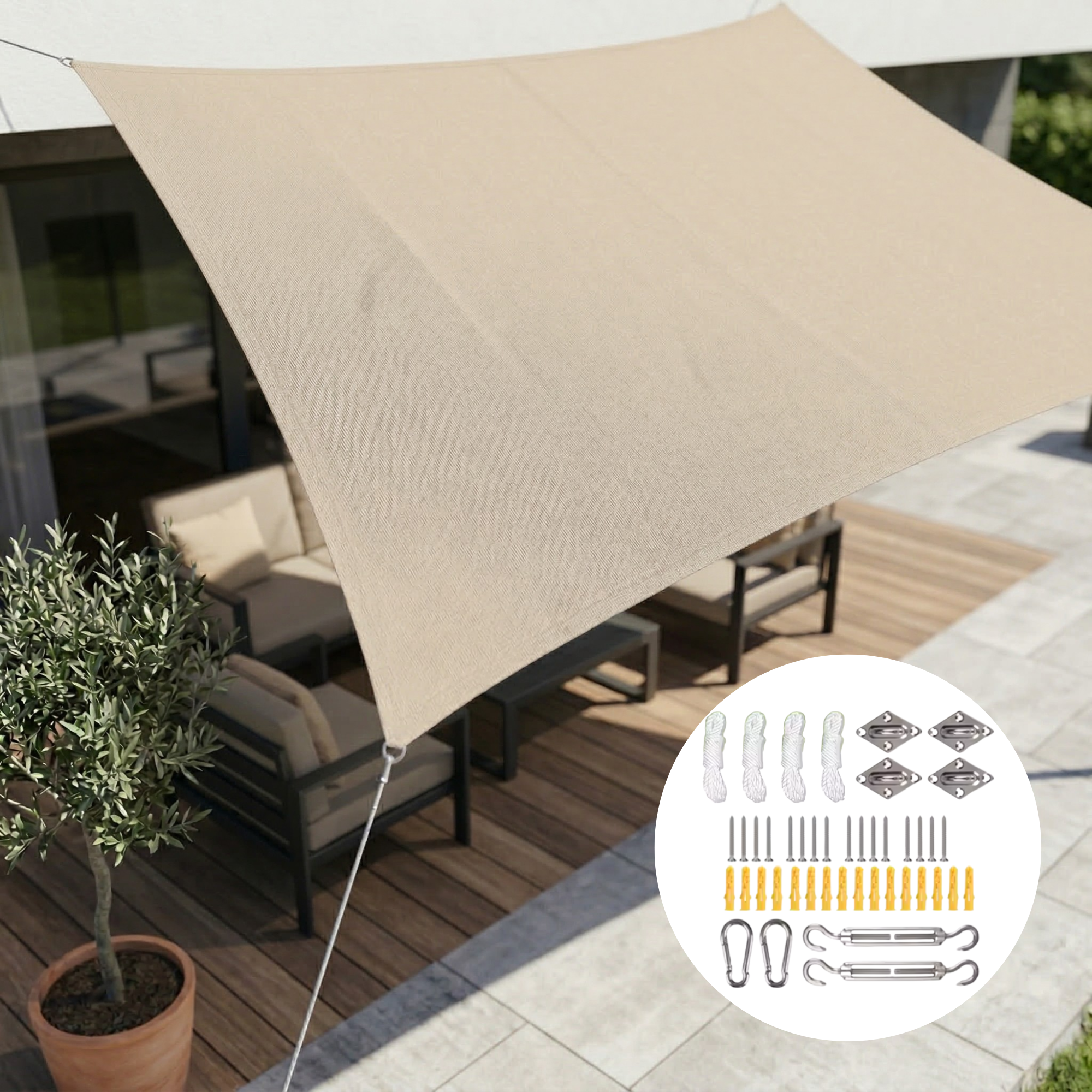 Waterproof Rectangular Shade Sail UV Protection Outdoor Canopy for Patio Deck Pool Garden Balcony Sun Shelter Heavy-Duty Polyester | Thomler