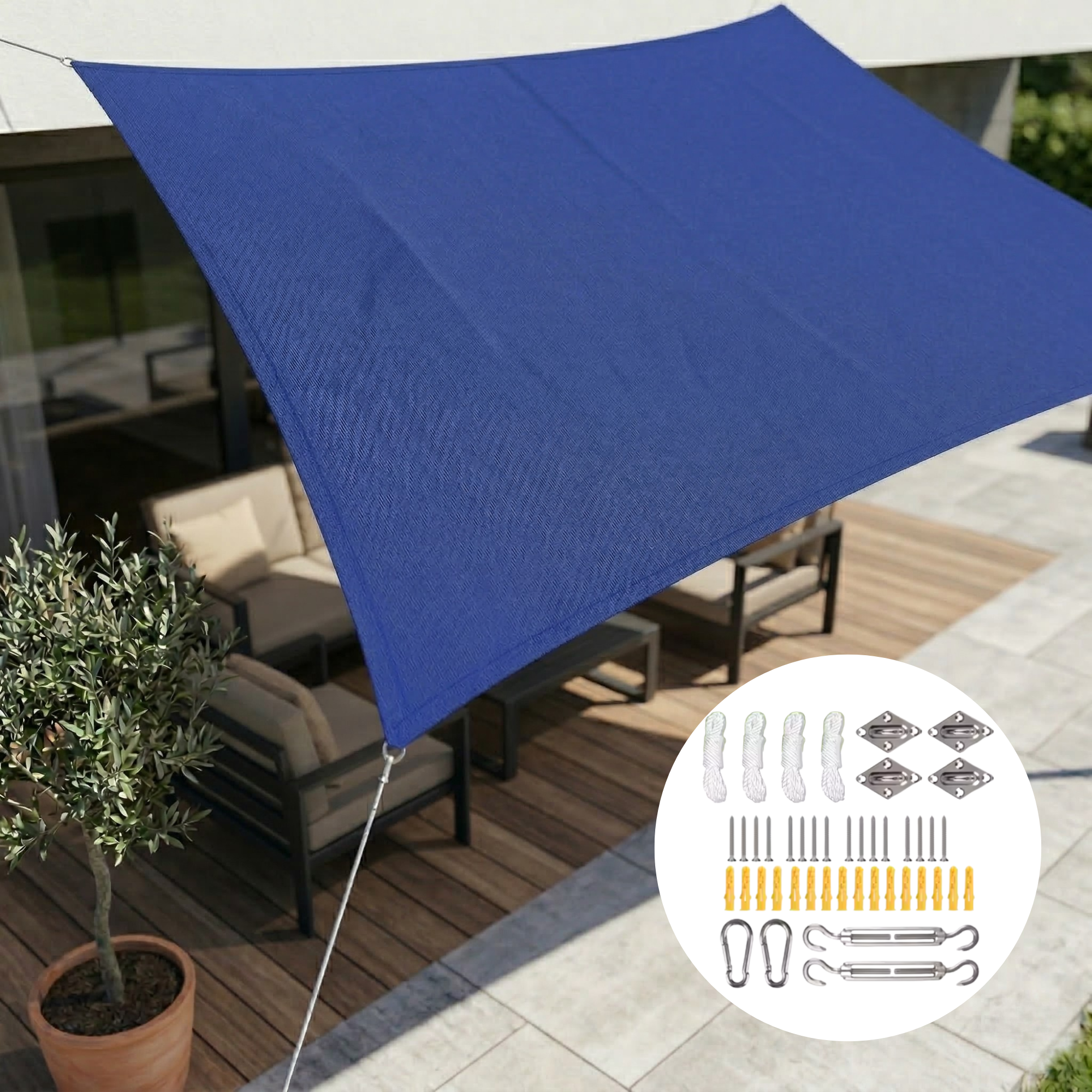 Waterproof Rectangular Shade Sail UV Protection Outdoor Canopy for Patio Deck Pool Garden Balcony Sun Shelter Heavy-Duty Polyester | Thomler