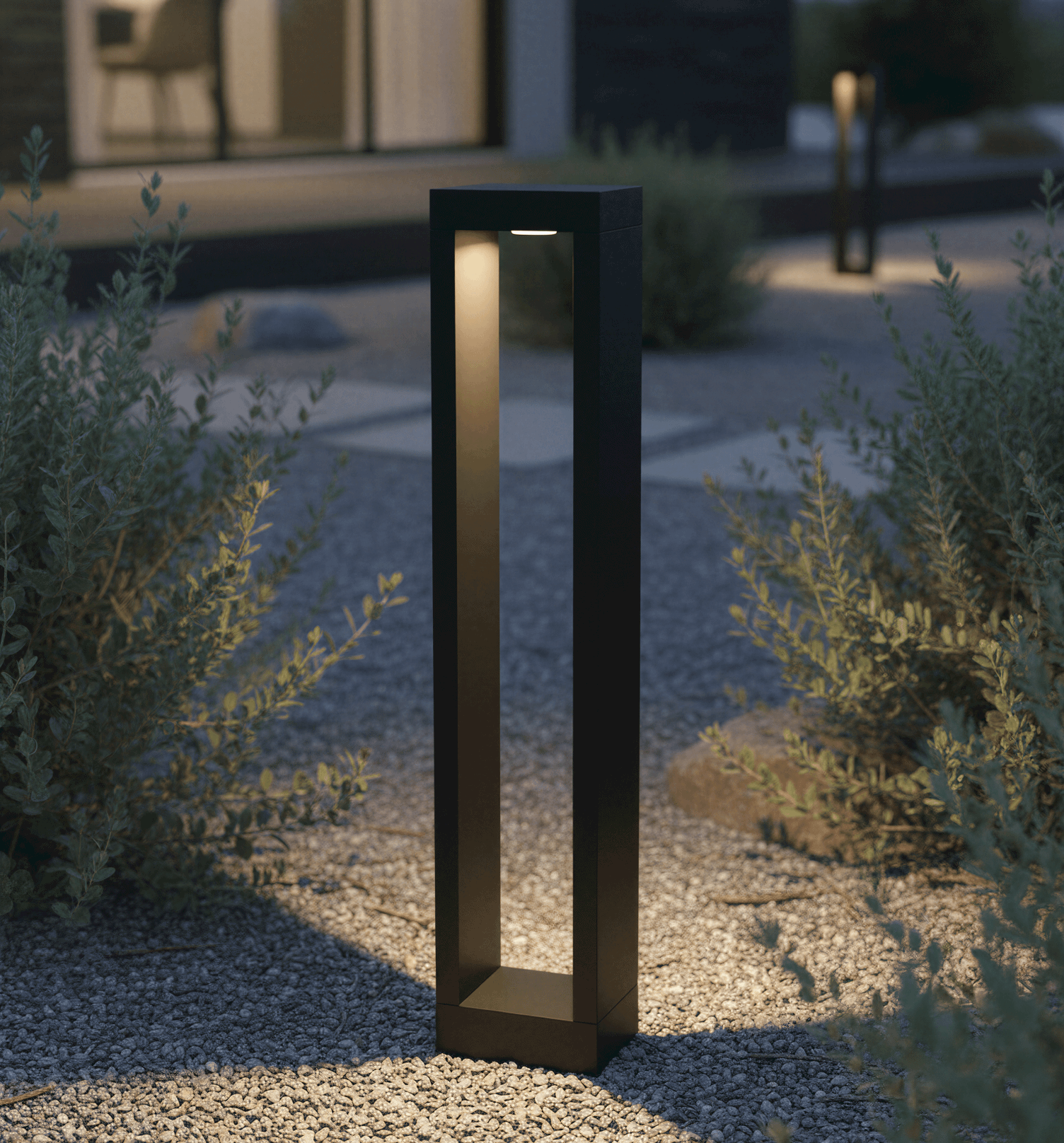 Outdoor Post Light Aluminium 60.0 cm Black Garden Path Driveway LED Bollard Lamp Double Sided IP65 | Thomler