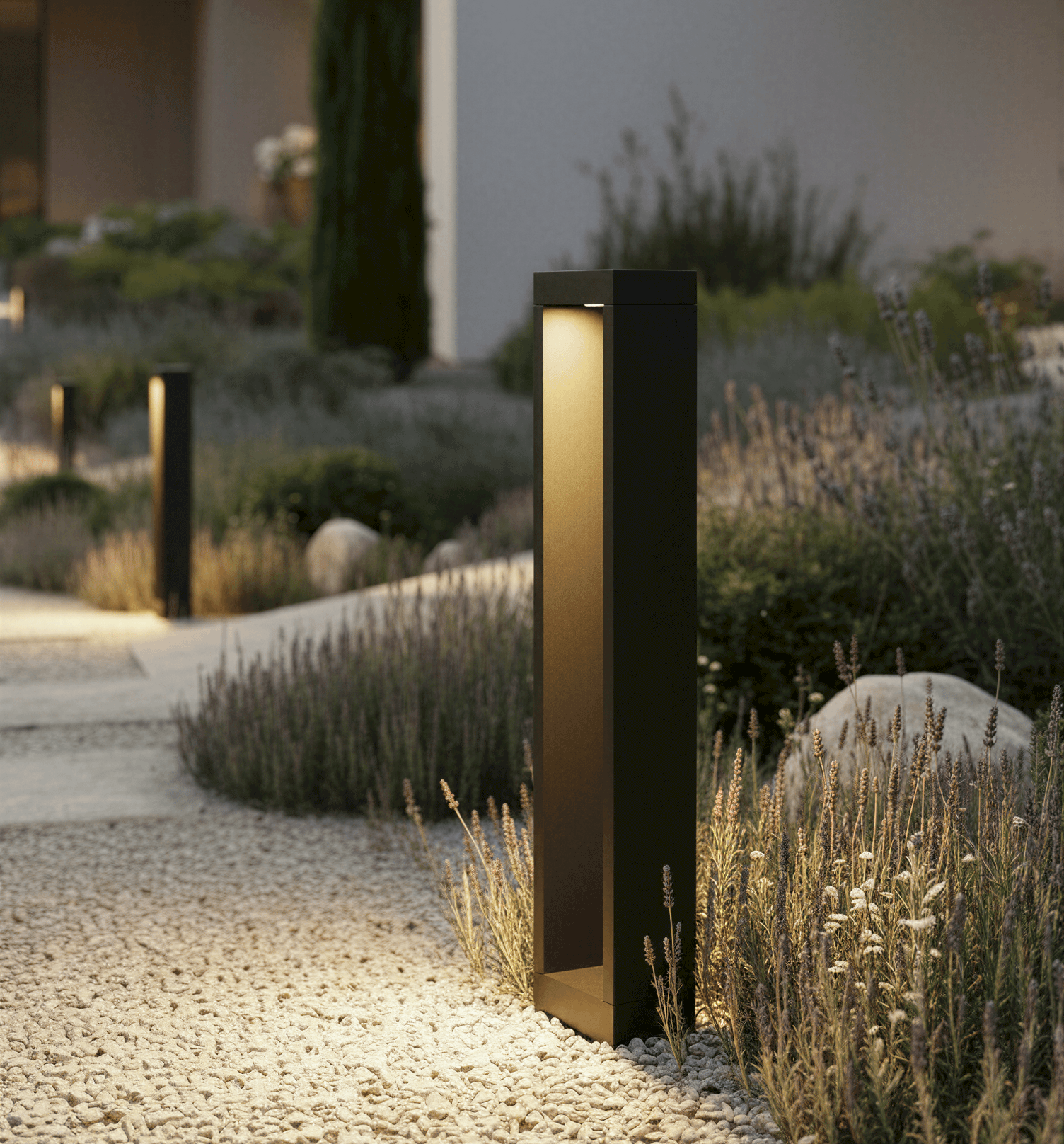 Outdoor Post Light Aluminium 60.0 cm Black Garden Path Driveway LED Bollard Lamp Double Sided IP65 | Thomler