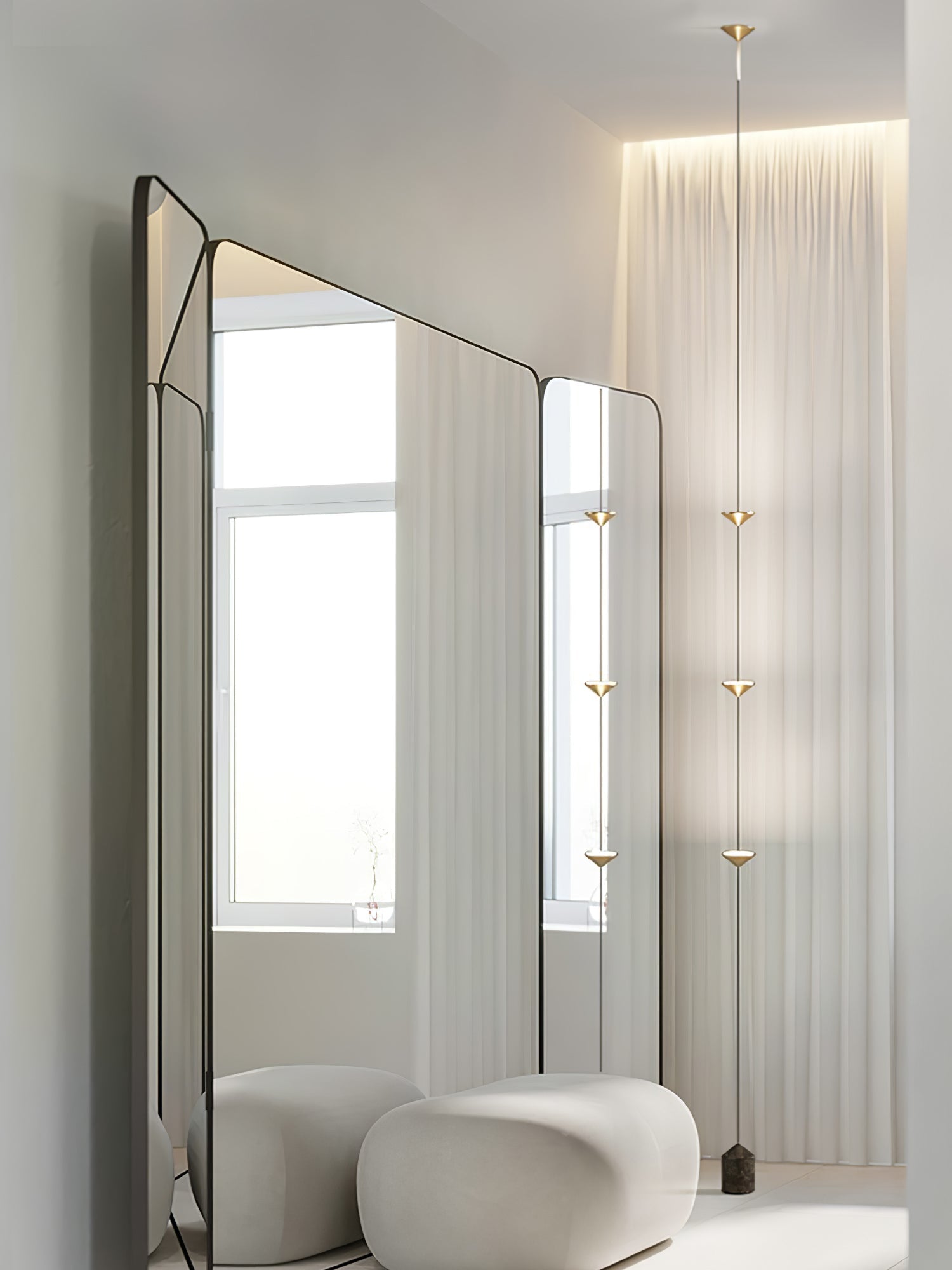 Minimalist Pull Cable Floor Lamp 137.8 in LED Marble Base Indoor Ambient Lighting | Thomler