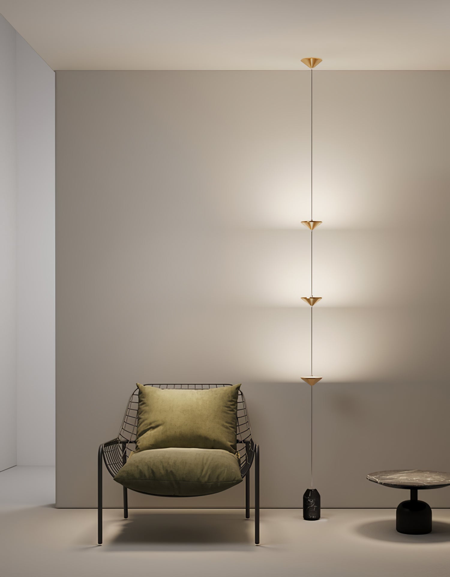 Minimalist Pull Cable Floor Lamp 137.8 in LED Marble Base Indoor Ambient Lighting | Thomler