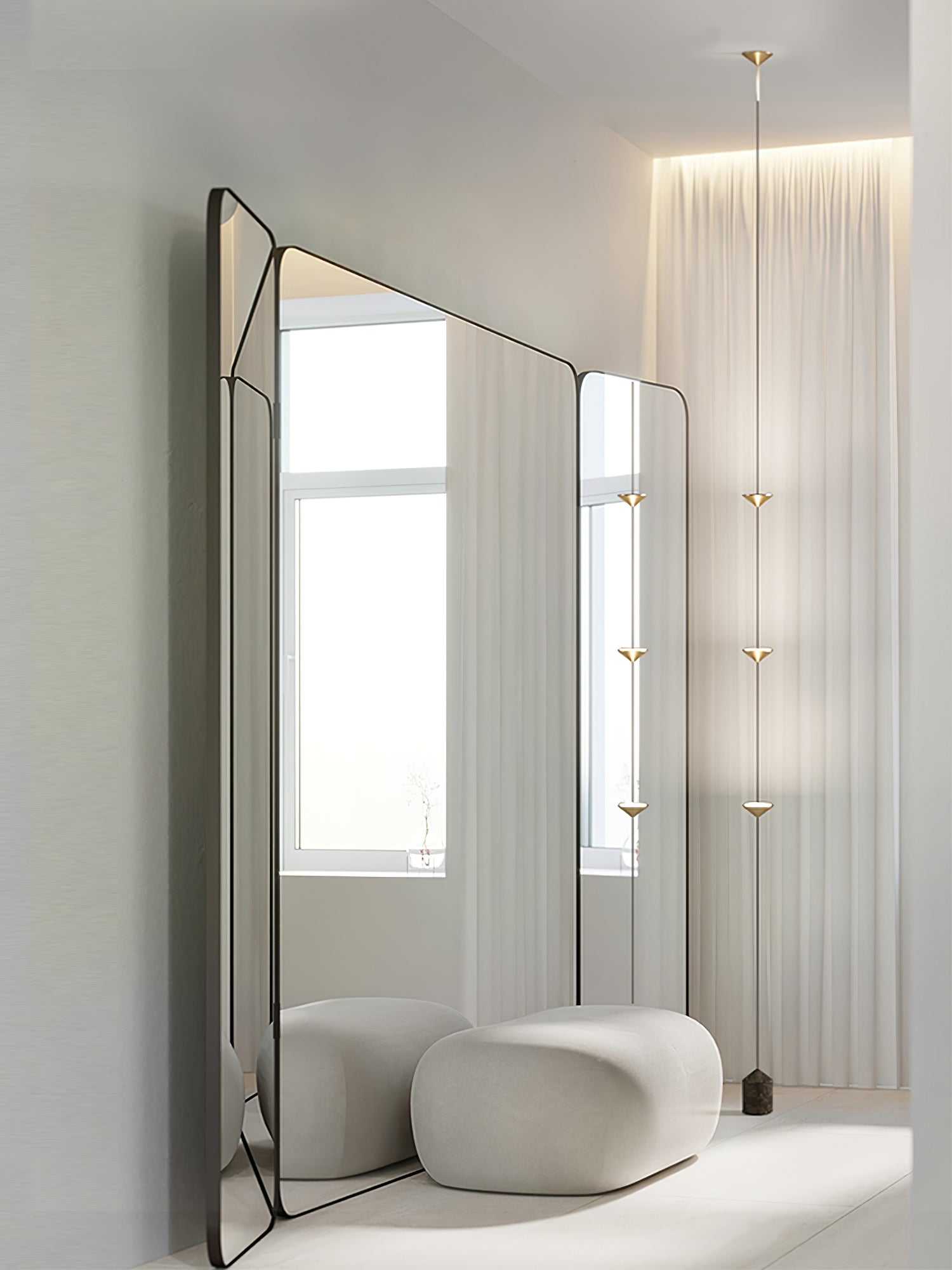 Minimalist Pull Cable Floor Lamp 137.8 in LED Marble Base Indoor Ambient Lighting | Thomler