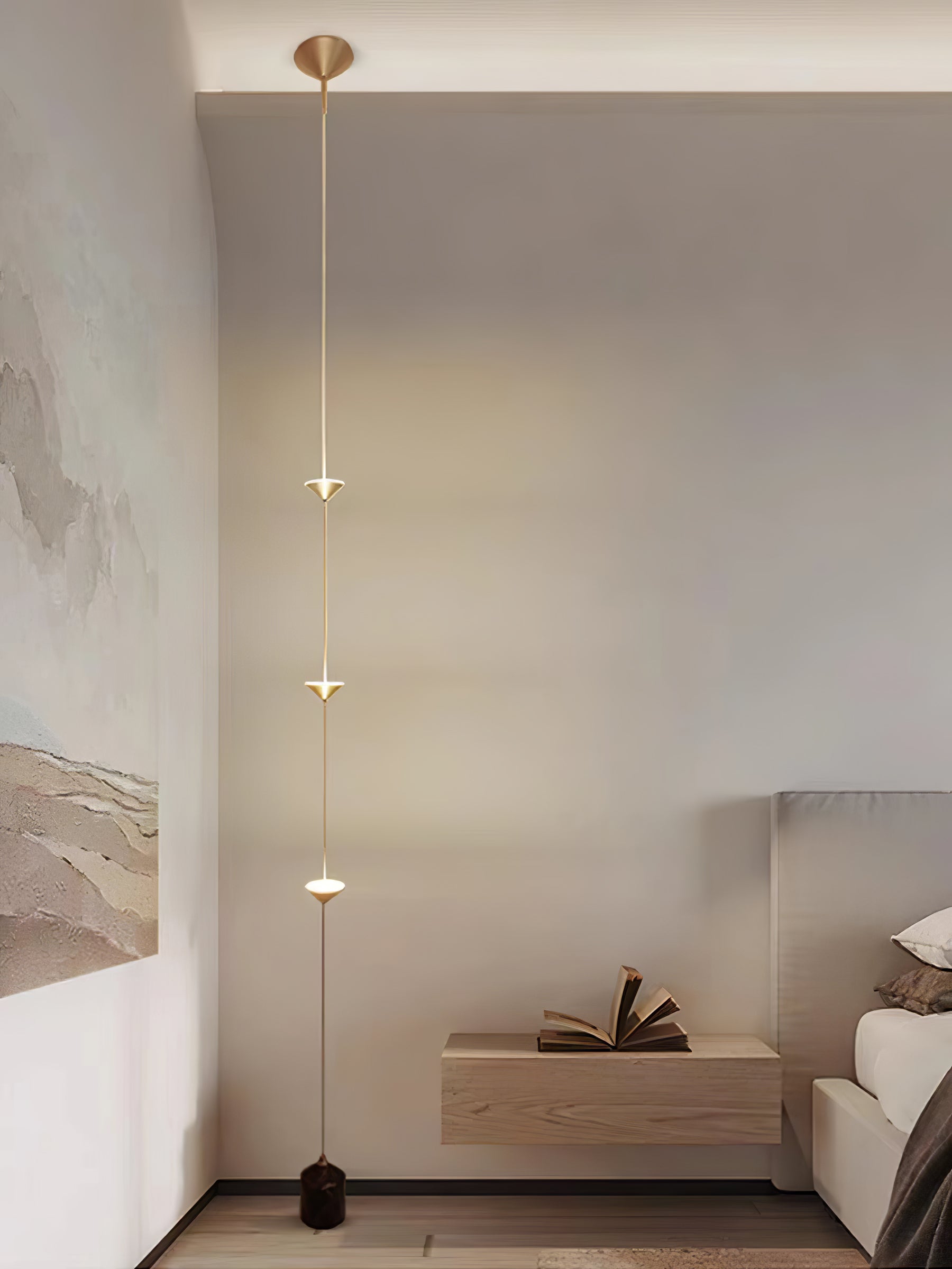 Minimalist Pull Cable Floor Lamp 137.8 in LED Marble Base Indoor Ambient Lighting | Thomler