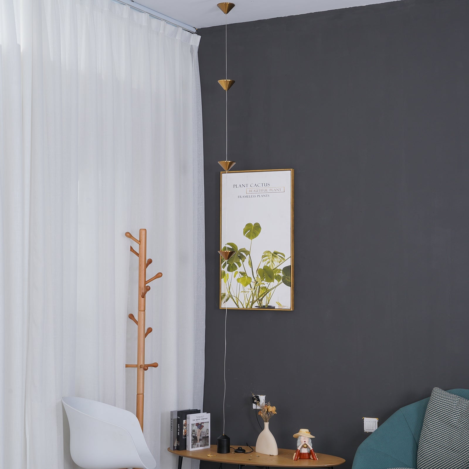 Minimalist Pull Cable Floor Lamp 137.8 in LED Marble Base Indoor Ambient Lighting | Thomler