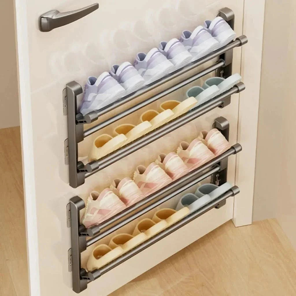 Wall-Mount Shoe Organizer with Drain Holes for Entryway Hallway Bathroom Storage Space Saver | Thomler
