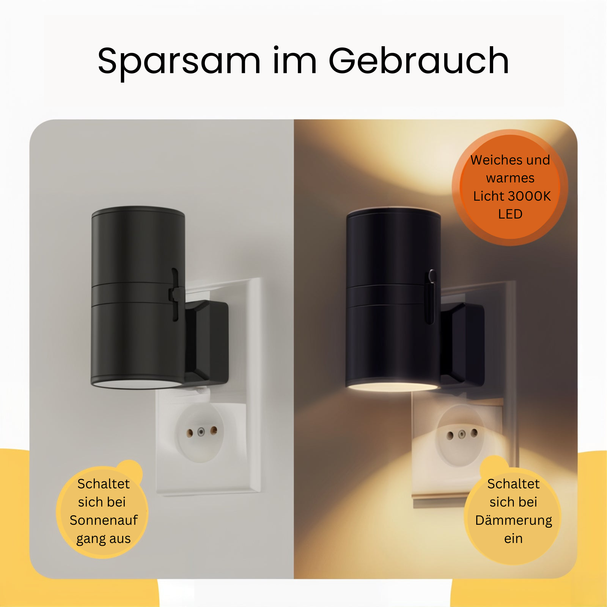 Plug-In Night Light with Dimmable LED & Auto Sensor | Bauhaus-Inspired Wall Accent | Adjustable Brightness for Bedroom, Hallway, Bathroom | Thomler