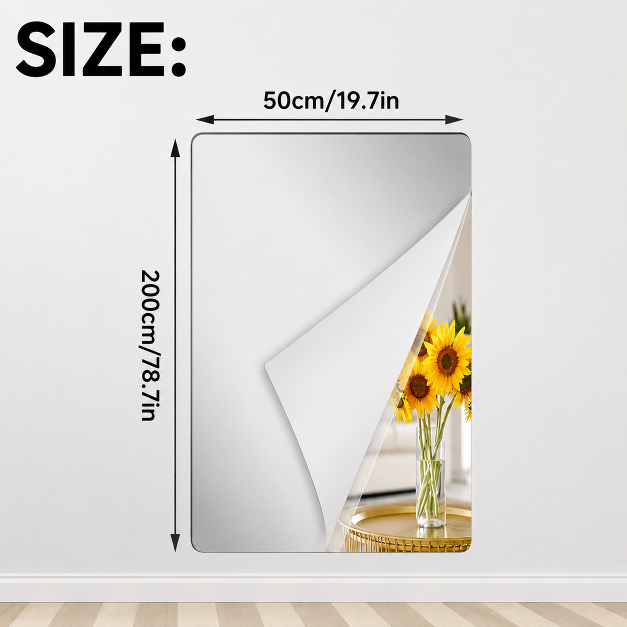 Shatter-Proof Mirror Film Self-Adhesive Reflective Sheet for Walls Doors Furniture Safety 20x39 inches Trim-to-Fit PET Plastic Home Decor Ki | Thomler