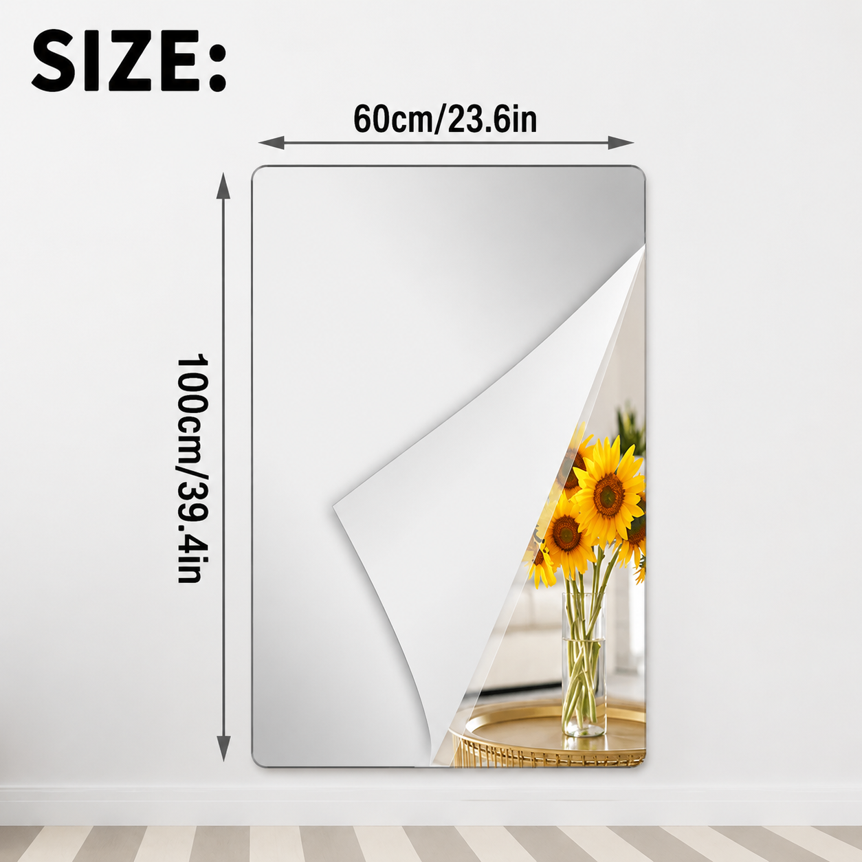 Shatter-Proof Mirror Film Self-Adhesive Reflective Sheet for Walls Doors Furniture Safety 20x39 inches Trim-to-Fit PET Plastic Home Decor Ki | Thomler