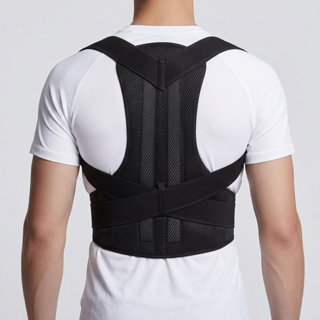 Adjustable Upper Back Straightener with Shoulder Straps for Alignment and Lumbar Relief – Unisex Posture Corrector with Breathable Mesh | Thomler