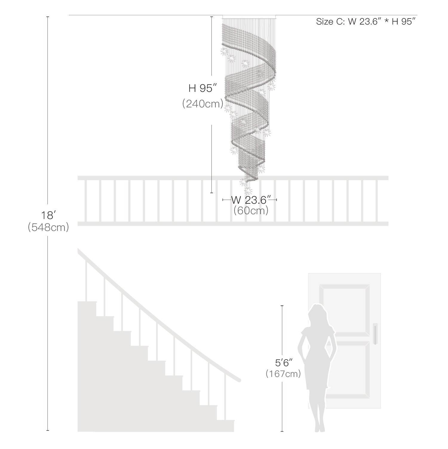 Cascading Crystal Chandelier for Staircase Chrome Finish Modern Raindrop Fixture Foyer Entryway Double-Height Ceiling GU10 LED Compatible | Thomler