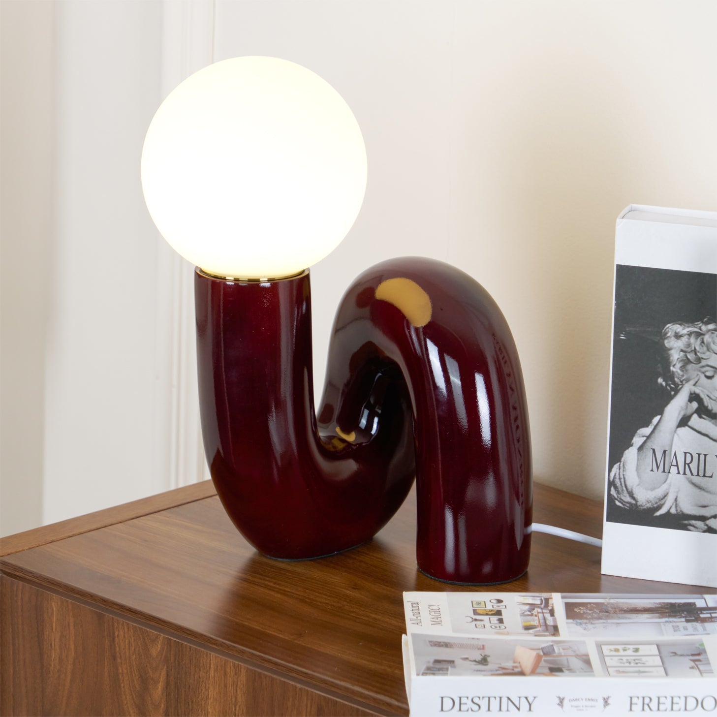 Table Lamp Glass Spiral 10.2 in Indoor Pink Blue White Dark Red Decorative LED Accent Light | Thomler