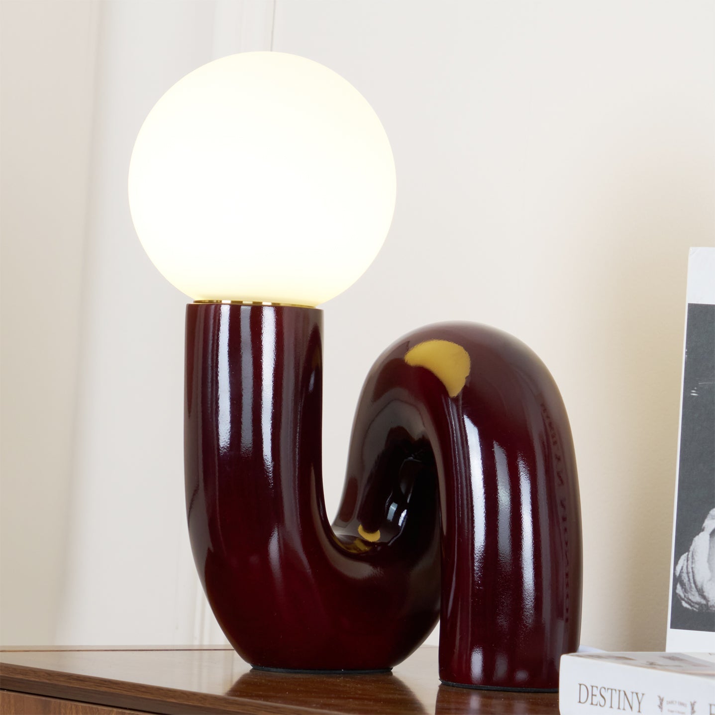 Table Lamp Glass Spiral 10.2 in Indoor Pink Blue White Dark Red Decorative LED Accent Light | Thomler