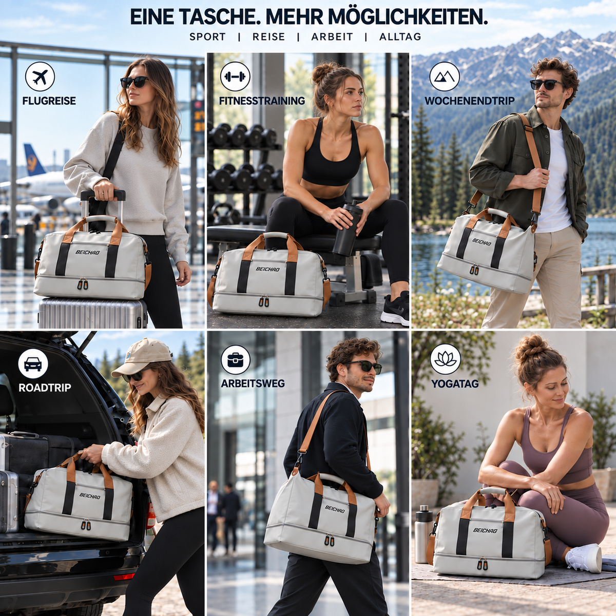 Weekend Duffel Bag with Shoe Compartment & Wet-Dry Separation for Gym Travel | Thomler
