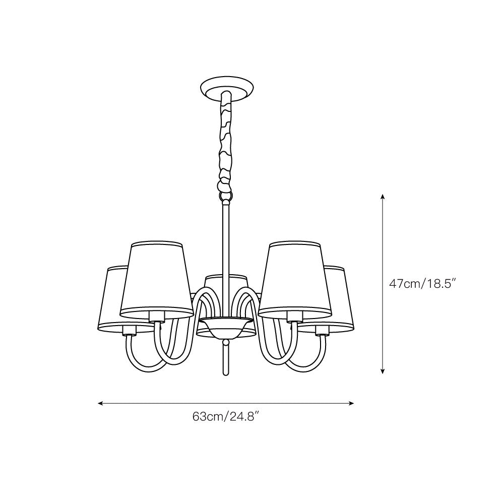 Classic Brass & Fabric Multi-Arm Hanging Fixture for Dining Room, Foyer & Living Space | Thomler