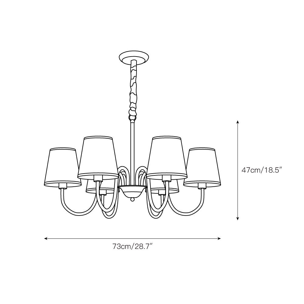 Classic Brass & Fabric Multi-Arm Hanging Fixture for Dining Room, Foyer & Living Space | Thomler