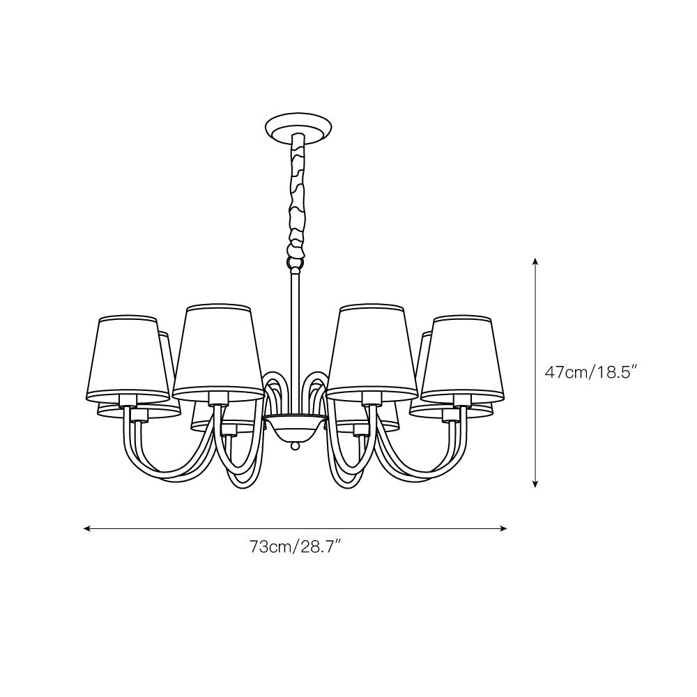 Classic Brass & Fabric Multi-Arm Hanging Fixture for Dining Room, Foyer & Living Space | Thomler