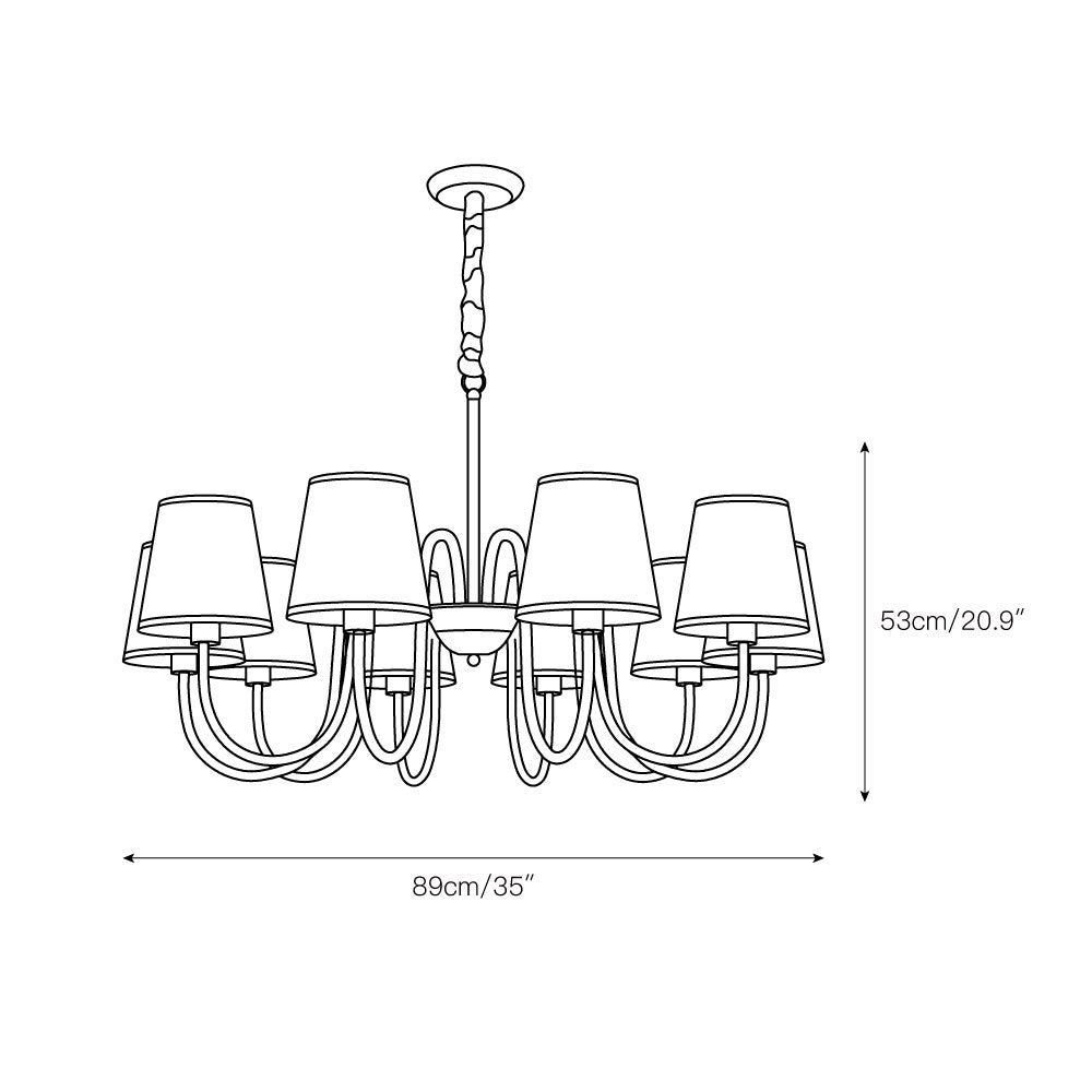Classic Brass & Fabric Multi-Arm Hanging Fixture for Dining Room, Foyer & Living Space | Thomler