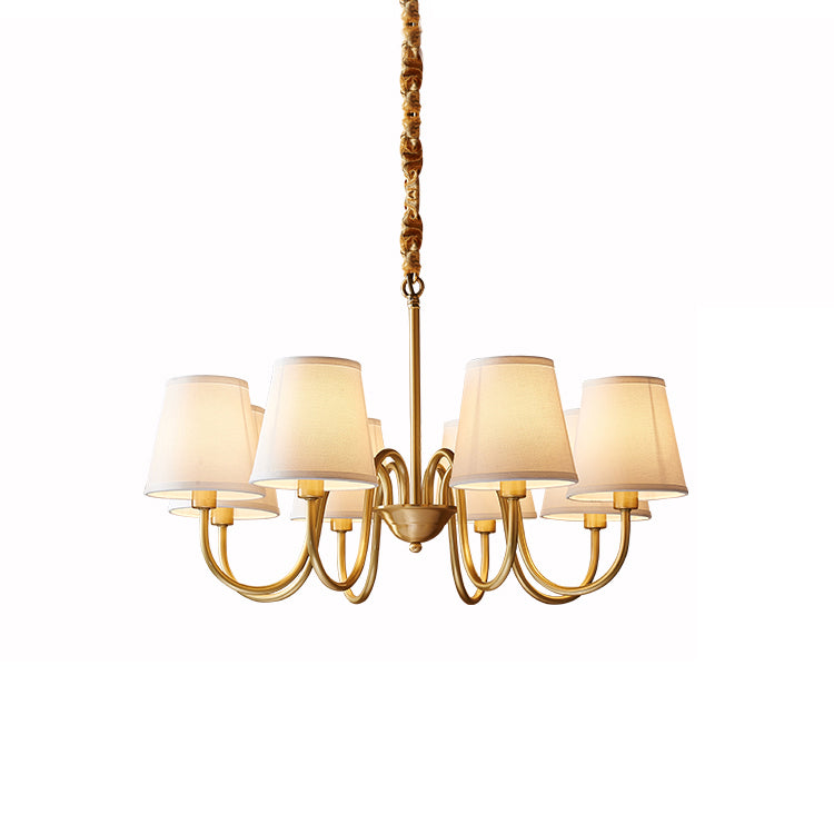 Classic Brass & Fabric Multi-Arm Hanging Fixture for Dining Room, Foyer & Living Space | Thomler