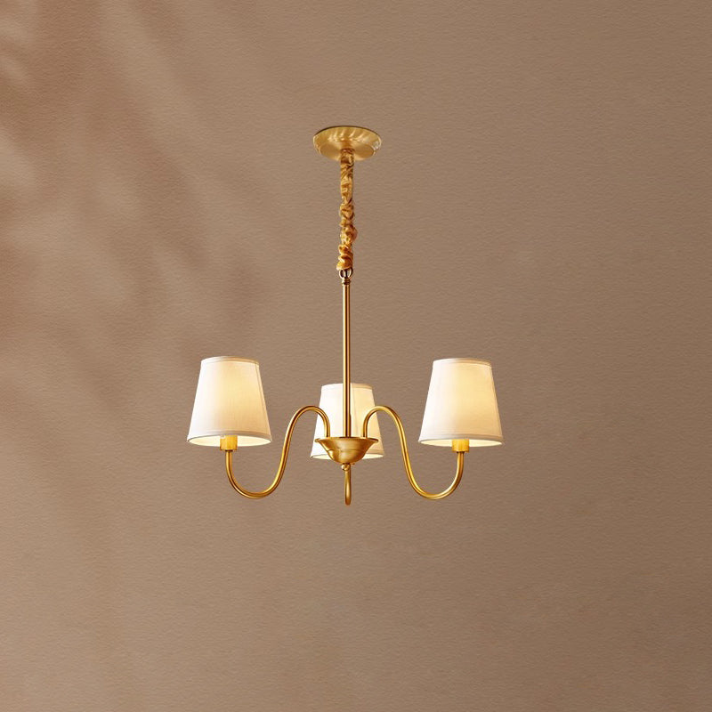 Classic Brass & Fabric Multi-Arm Hanging Fixture for Dining Room, Foyer & Living Space | Thomler