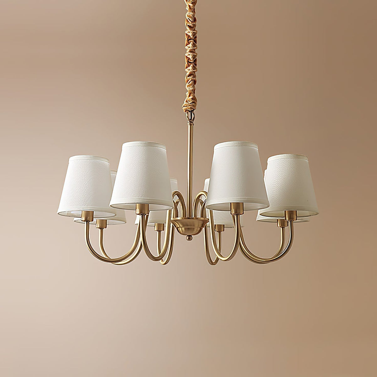 Classic Brass & Fabric Multi-Arm Hanging Fixture for Dining Room, Foyer & Living Space | Thomler