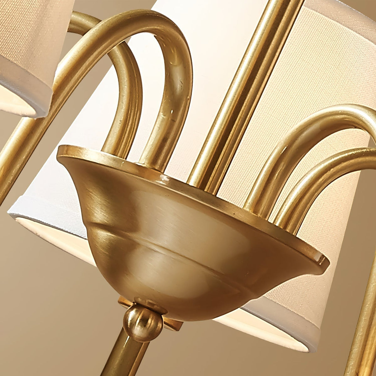 Classic Brass & Fabric Multi-Arm Hanging Fixture for Dining Room, Foyer & Living Space | Thomler