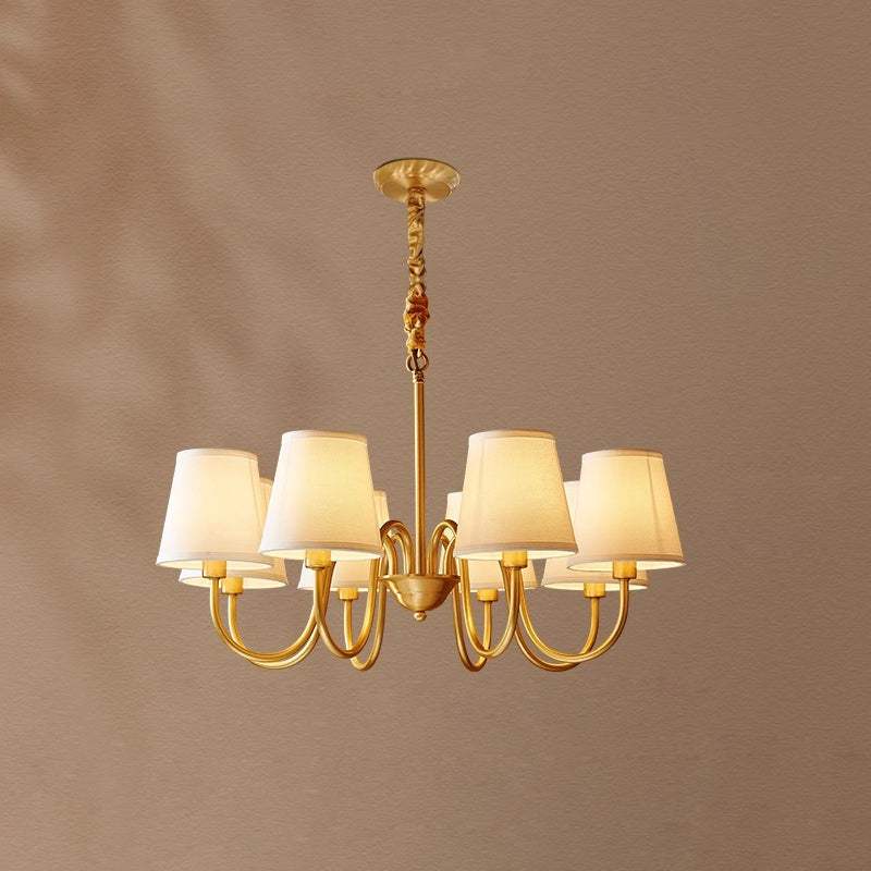 Classic Brass & Fabric Multi-Arm Hanging Fixture for Dining Room, Foyer & Living Space | Thomler