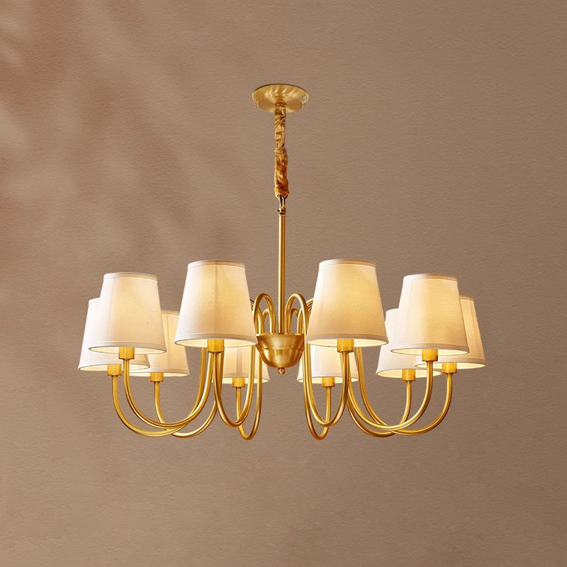 Classic Brass & Fabric Multi-Arm Hanging Fixture for Dining Room, Foyer & Living Space | Thomler