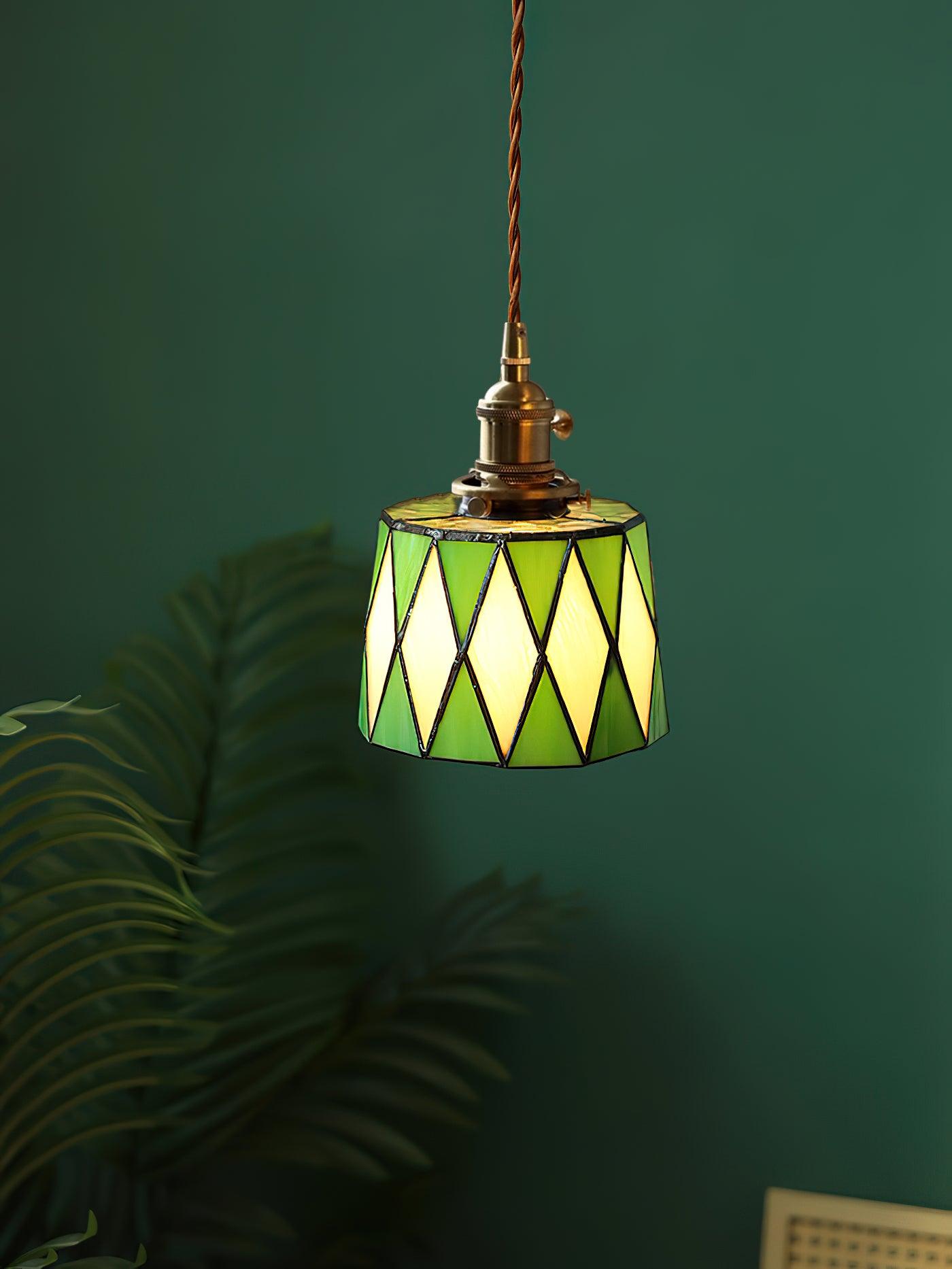 Pendant Light Stained Glass 5.9 in (15.0 cm) Diameter Kitchen Island Hanging Lamp | Thomler