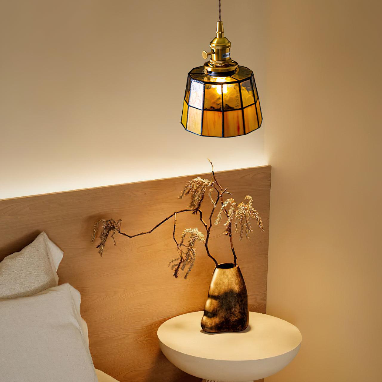Pendant Light Stained Glass 5.9 in (15.0 cm) Diameter Kitchen Island Hanging Lamp | Thomler