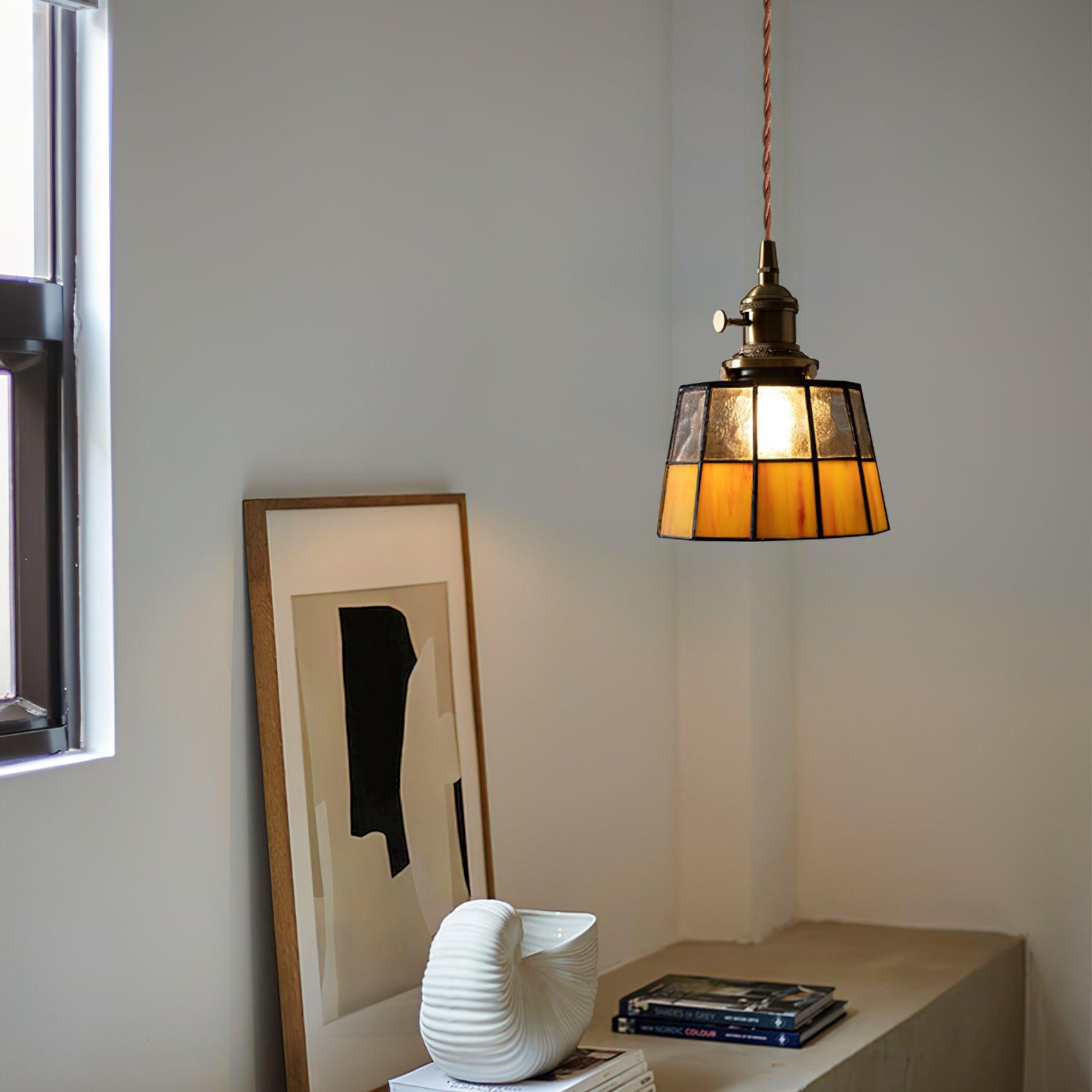 Pendant Light Stained Glass 5.9 in (15.0 cm) Diameter Kitchen Island Hanging Lamp | Thomler