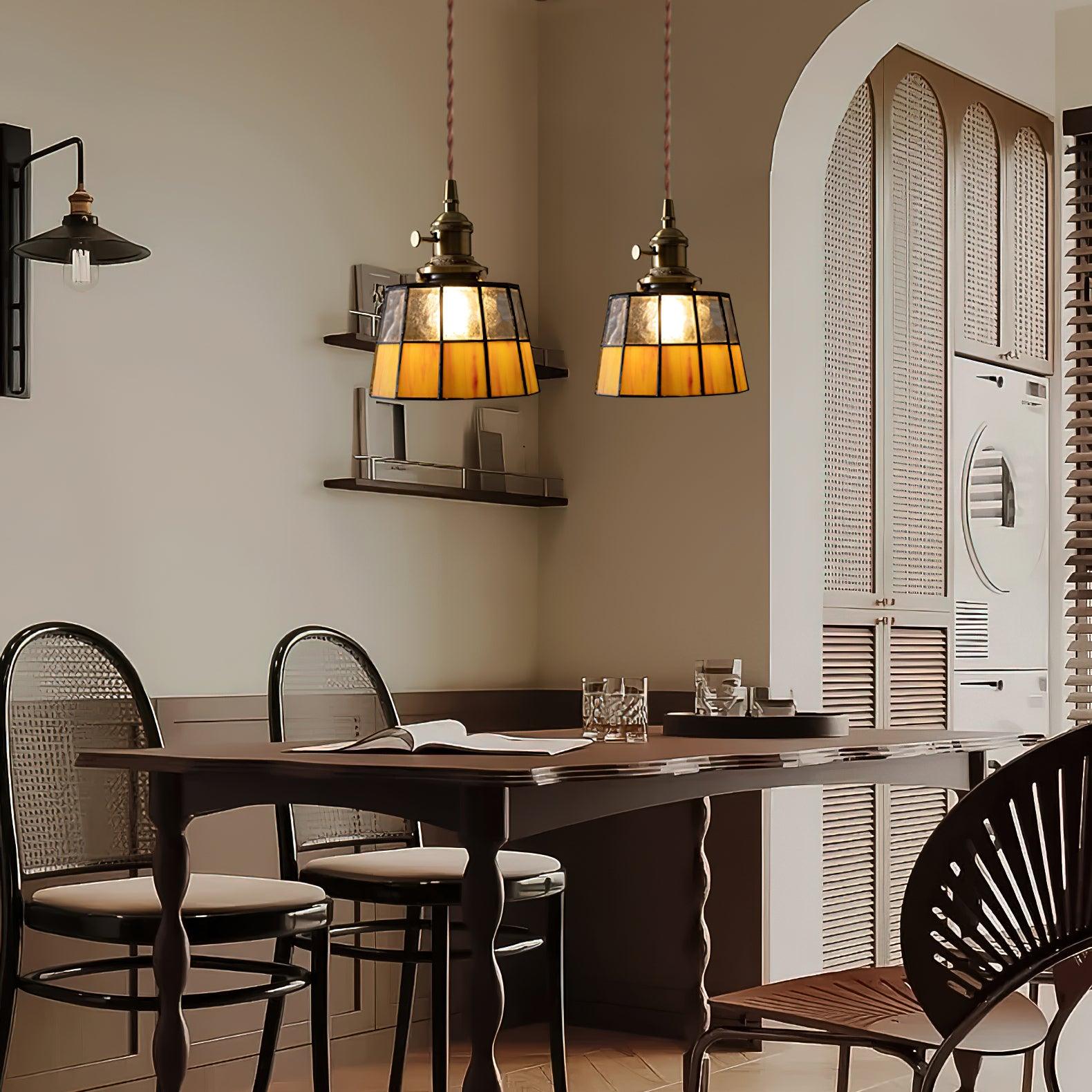 Pendant Light Stained Glass 5.9 in (15.0 cm) Diameter Kitchen Island Hanging Lamp | Thomler