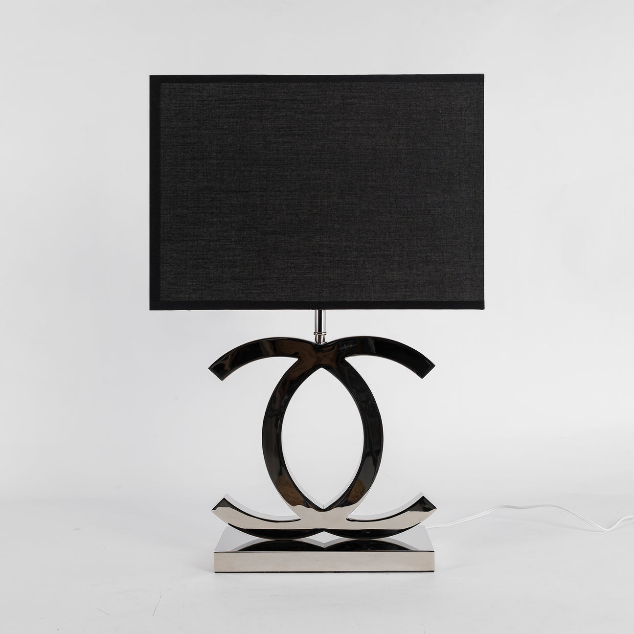 Table Lamp Stainless Steel 14.3 in White Fabric Shade 24.4 in Height Bedroom Living Room Decor | Thomler