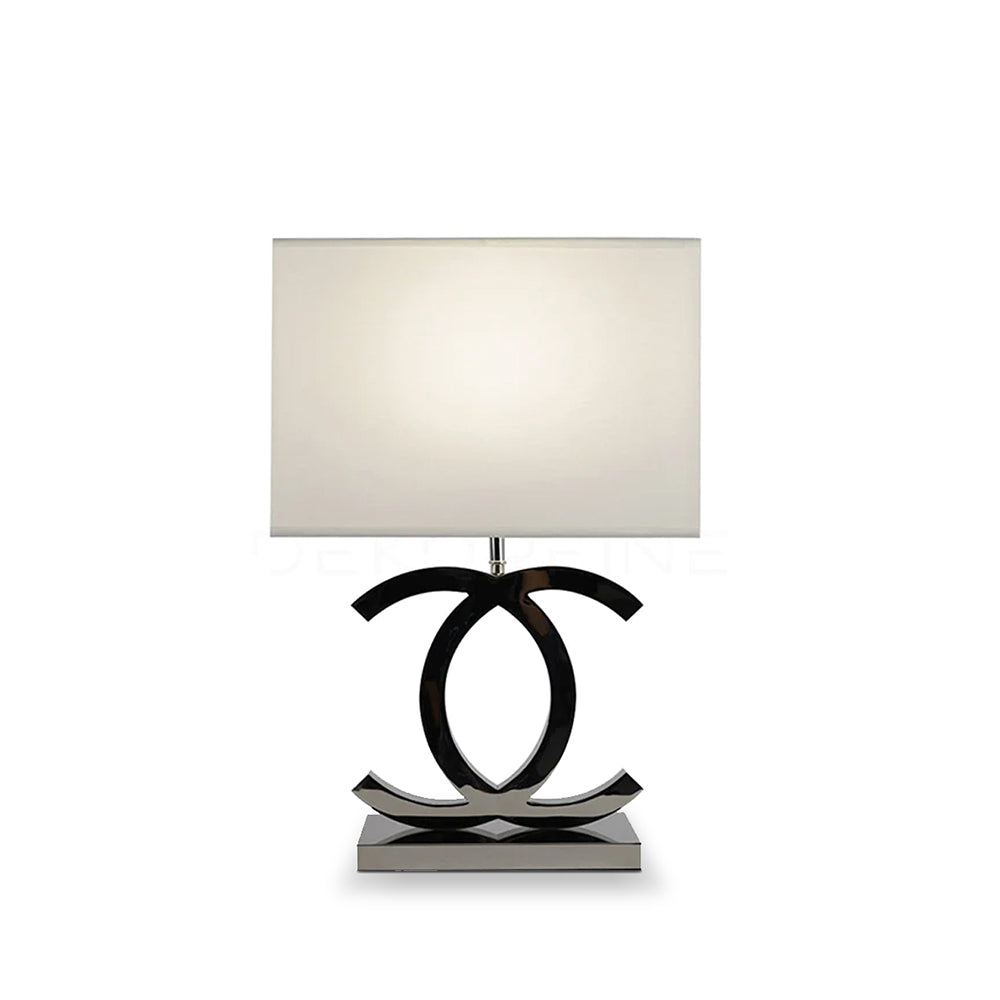 Table Lamp Stainless Steel 14.3 in White Fabric Shade 24.4 in Height Bedroom Living Room Decor | Thomler